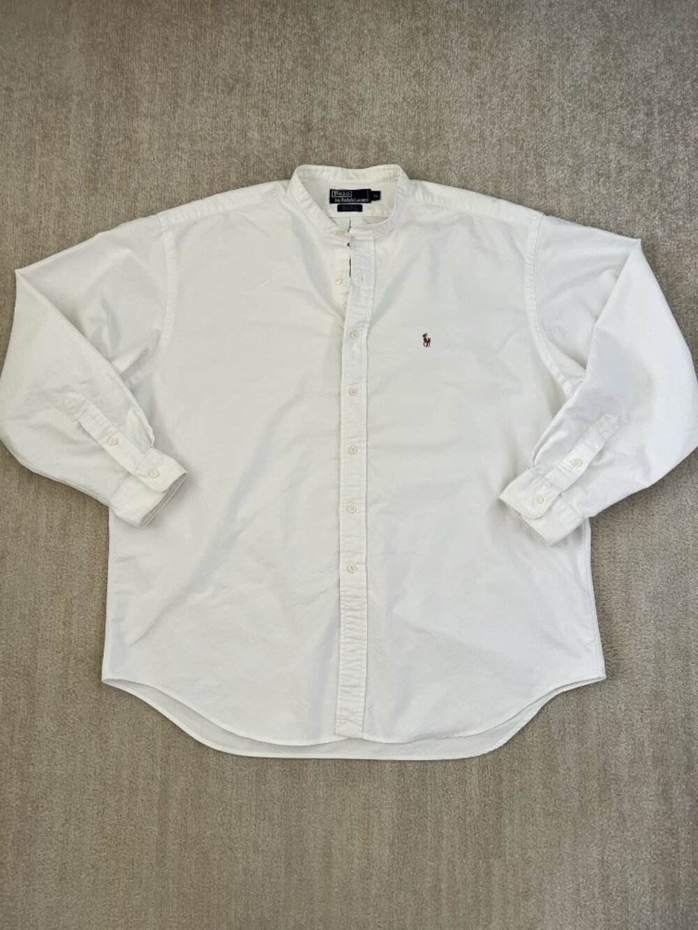 Vintage Polo Ralph Lauren Postboy Band Collar White Cotton Oxford Shirt XL